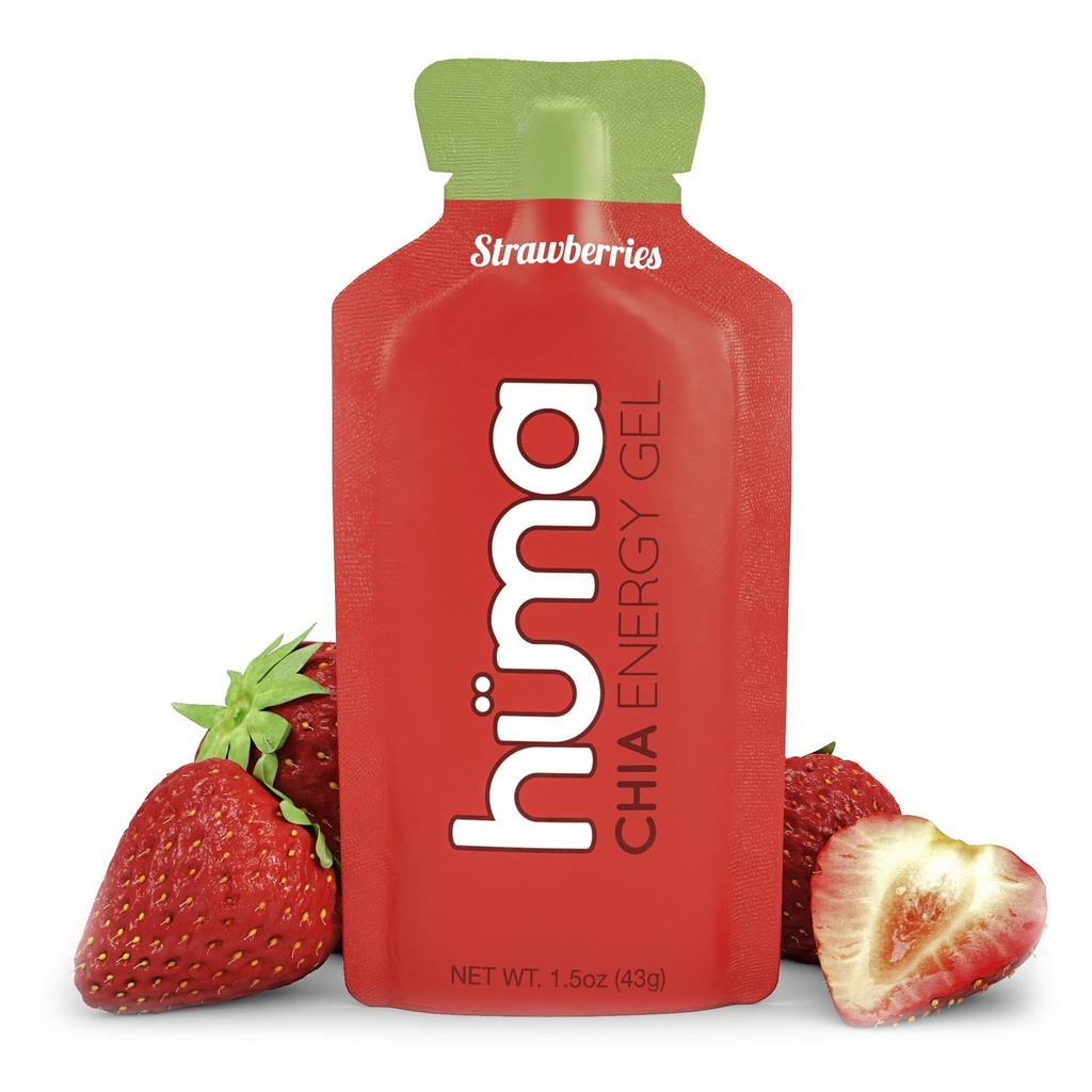 Huma Chia Energy Gel, Jordbær, 12 Gels - Premier Sport Nutrition for Endurance Øvelse