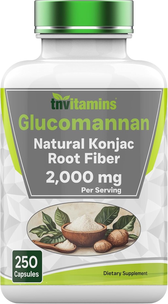 tnvitamins Glucomannan Capsules 2000 MG - 250 Count Name 124; Natural Konjac Root Fiber Extract Powder Supplement