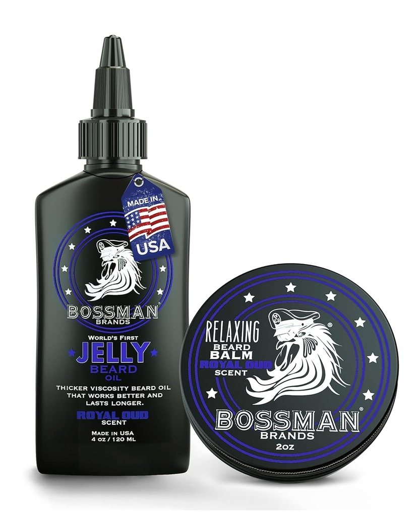 Bossman Jelly Beard Oil til mænd & skæg Balm til mænd Combo - Royal Oud Duft