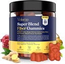 Super Blend Fiber Gummies for voksne - 8g Prebiotic Fiber Gummies, Understøtter fordøjelsessygdomme, Bloating Relief & Wellness, Infunderes med Ingefær, Camu Camu & Matcha, Strawberry Flavor - 60 Greve