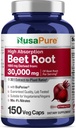 NusaPure Beet Root 30: 1 Extract, 1000 mg Ækvivalent med 30, 000 mg 150 Veggie caps (Vegan, Non- GMO & Vegan 4% Nitrater) Bioperine