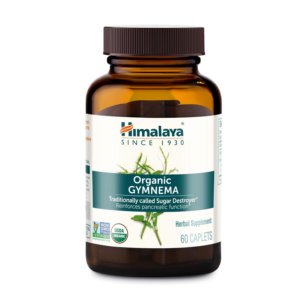 Himalaya Organic Gymnema Sylvestre - Herbal Glucose Metabolisme Support - USDA Organic, Non- GMO, Vegan, Gluten Free, Additive Free, 700 mg, 60 Caplets