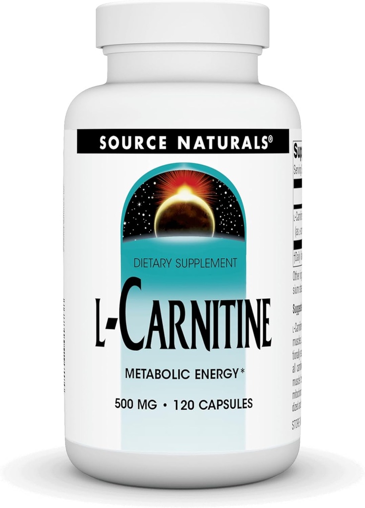 Source Naturals L- Carnitin 500 mg for metabolisk energi - 120 kapsler