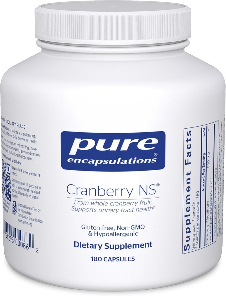 Ren indkapsling Cranberry NS-124; Hypoallergen supplement til støtte Urinary Tract Health-124; 180 kapsler