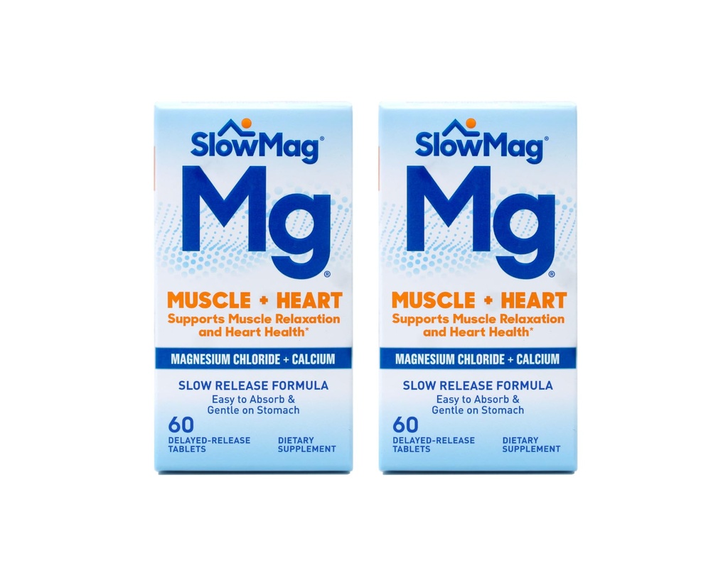 BlowMag MG Muscle + Heart Magnesium Chlorid med Calciumtabletter 60 Tælling (pakning med 2 stk.)