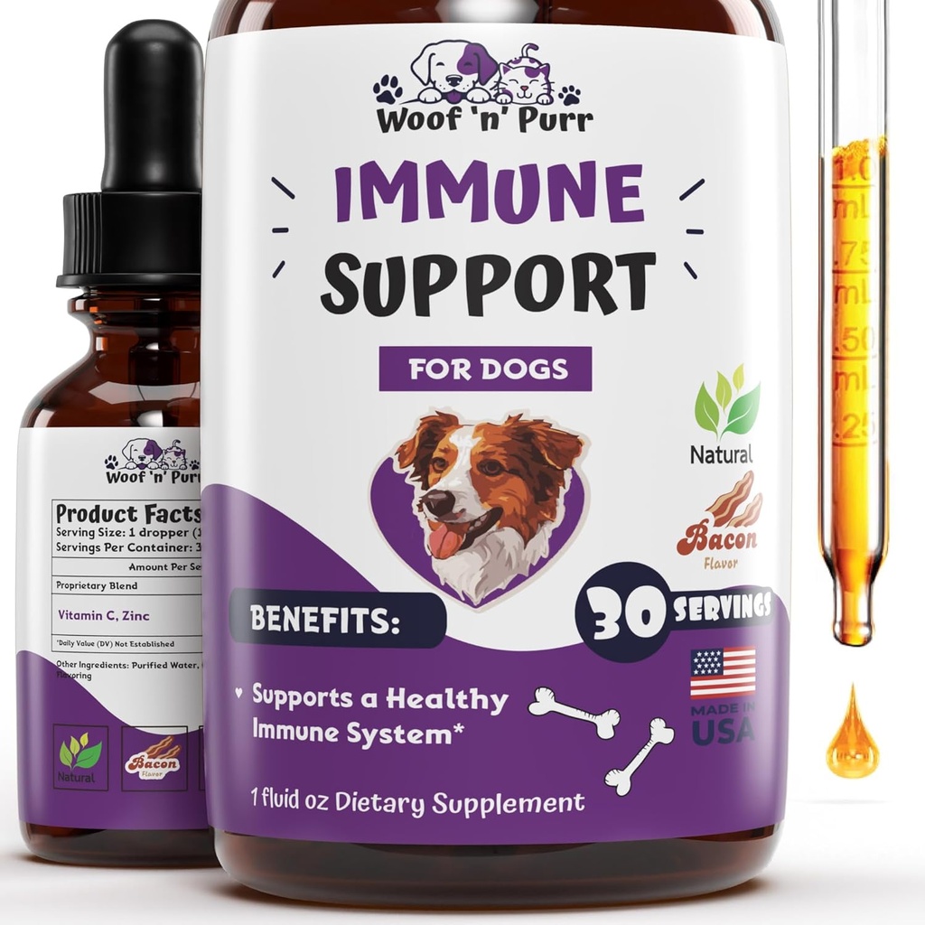 Hundeimmunstøtte - immunstøtte til hunde - Hundeimmunforsvar og allergi supplement - Hundeimmunbooster - Hundeimmunboost - Hundeimmunsupport - Hundeimmunsupport - 1 fl oz
