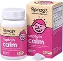Renzo 's Captain Calm, Kids Magnesium tillæg med L- theanin, Opløselige Kids Vitaminer til Afslapning og Mood Support, Sugar- Free Calming Supplement, 60 Green Apple Flavored Melty Tabs
