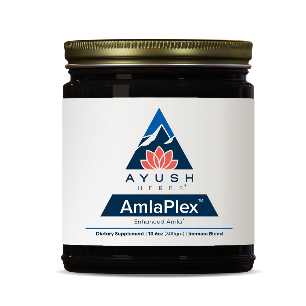 Ayush Herbs AmlaPlex - Amla Jam, Chyawanprash for immunforsvar & fordøjelsessygdomme, Chyavanprash, Indian Honey Jam med Amla, Ashwagandha - 10.6 oz Jar (1 Greve)