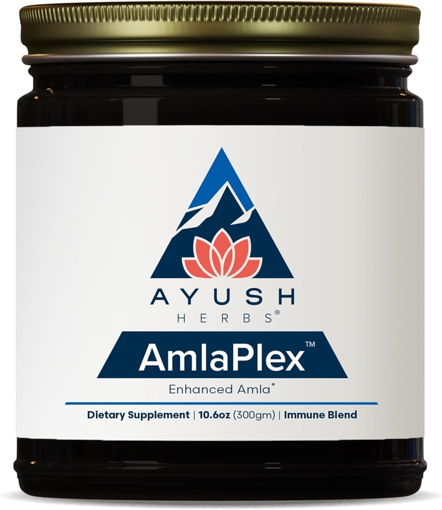 Ayush Herbs AmlaPlex - Amla Jam, Chyawanprash for immunforsvar & fordøjelsessygdomme, Chyavanprash, Indian Honey Jam med Amla, Ashwagandha - 10.6 oz Jar (1 Greve)
