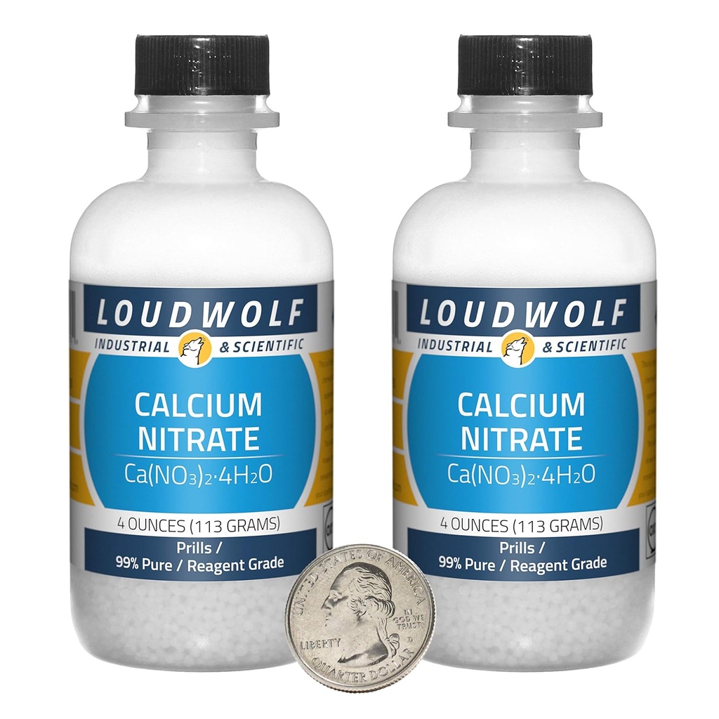 Calcium Nitrat / 8 Ounces / 2 Flasker / 99% Pure Reagens Grad / Driller