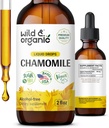 Wild & Organic Kamille Tincture - Afslappende & Calming Kamille Supplement - Flydende blomst Uddrag Drops - Vegan, Sukker & Alkohol- Gratis - 2 fl oz