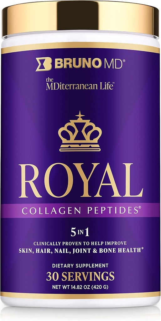 Royal Collagen Peptides, Clinically proven, Dietary Supplement, Improves Skin & Cellulite, European Sourced, Improves the Look of Hair & Nails, Blended with Vitamin C, Bone & Joint Supplement