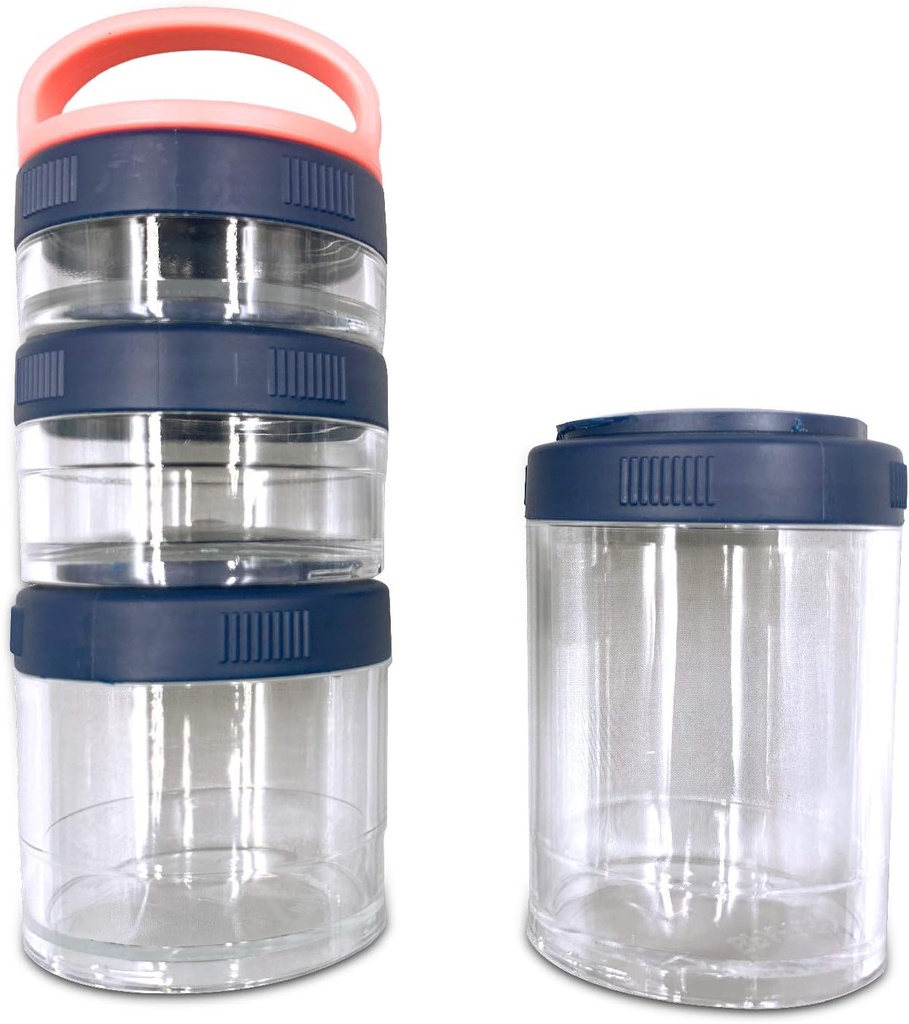 Bærbar Detachable 4 Compartments Pill Vitamin Box, Vandtæt rejse Pill Case Holder flaske med håndtag. Purse Pocket Udendørs vandreture Camping Organizer Container