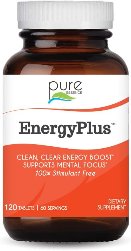 Energi Plus af Pure Essence - Koffein fri, Alle naturlige urteenergi og fokus supplement - Glat, ingen ryttere ingen Crash - 120 tabletter