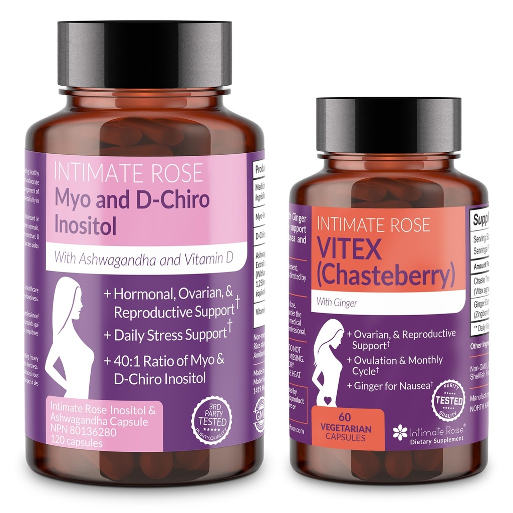 Intimate Rose kvinders Hormonal Balance Bundle - Myo-Inositol & D-Chiro Inositol + Vitex Chasteberry - Reproduktiv sundhed & menstruation Support Kosttilskud