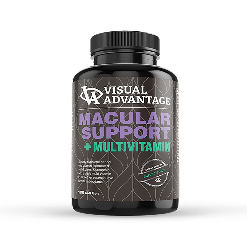 Lunovus Macular Support Plus Multivitamin Baseret på AREDS 2 Undersøgelse - Eye Vitaminer for Macular Support - Mineral supplement med Lutein og Zeaxanthin - 180 Soft Gels