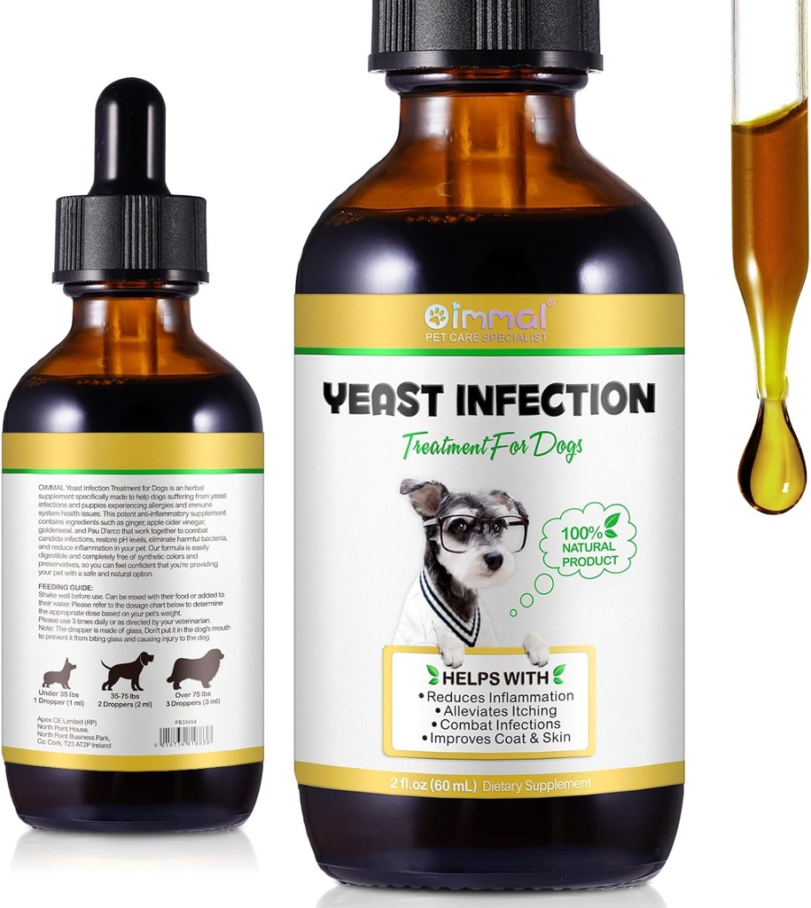 Naturlig Gær Infektion Behandling for hunde - Understøtter sund Itch Relief & Inflammation - Hundeøre Infektion Behandling & Allergi Relief - Itch Relief for hunde, Hundeøre Behandling for Infektion -2 fl oz