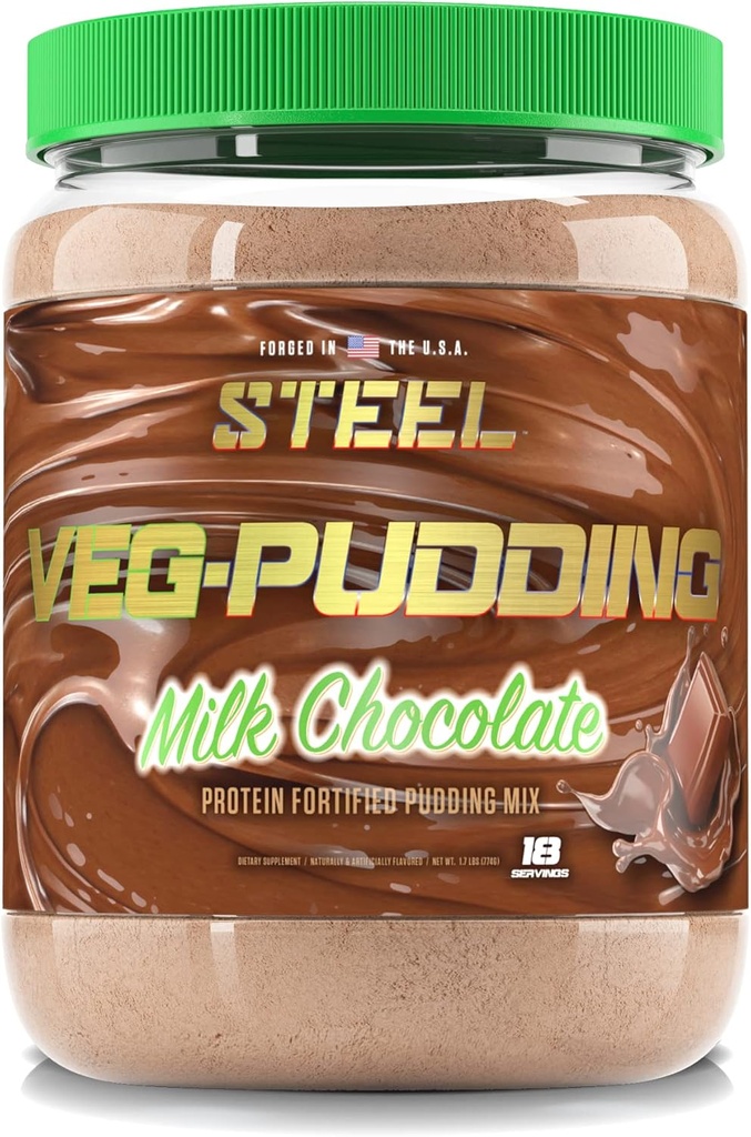 Steel Veg- Pudding Mezzogiorno 124; Vegan Protein Pudding Powder Mix, Milk Chocolate Mezzogiorno 124; 18 Servere (1,5 lbs) Mezzogiorno 124; Brown Rice og Pea Protein med BCAA Aminosyrer til muskelvækst og inddrivelse Mezzogiorno 124; Lavcarb