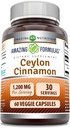 Amazing Formulas Ceylon Cinnamon 1200 Mg Supplement # 124; Vegetariske Kapsler # 124; Non- GMO # 124; Gluten- fri # 124; Lavet i USA (1 pakke # 124; 60 Tæl)