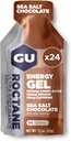GU Energy Roctane Ultra Endurance Energy Gel, Vegan, Gluten- Free, Kosher, og Dairy- Free On- The- Go Sportsernæring til løb, cykling, vandreture eller Skiing, Sea Salt Chocolate, 24-greve