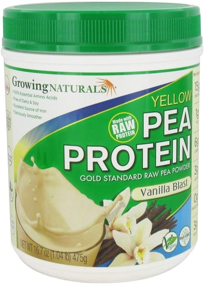 Voksende Naturals Gule Pea Protein - Vanilla Blast - 16 Oz