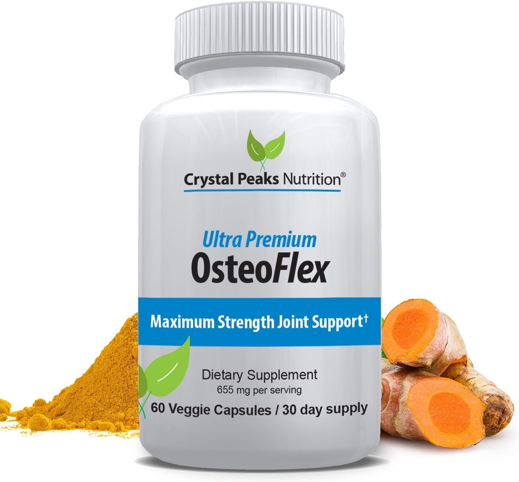 Organic Curcuminoids Osteoflex - Naturlig gurkemeje & Bioperine til optimal absorption og maksimal fælles støtte. 60 kapsler, 30- dages forsyning