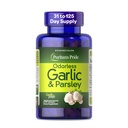 Puritans Pride PremixOdorless Hvidløg 5 mg (500 mg ækvivalent) & Persley, Traditional Dietary Supplement for Heart Health, Circulation, og Blood Flow Support, 250 Rapid Release Softels