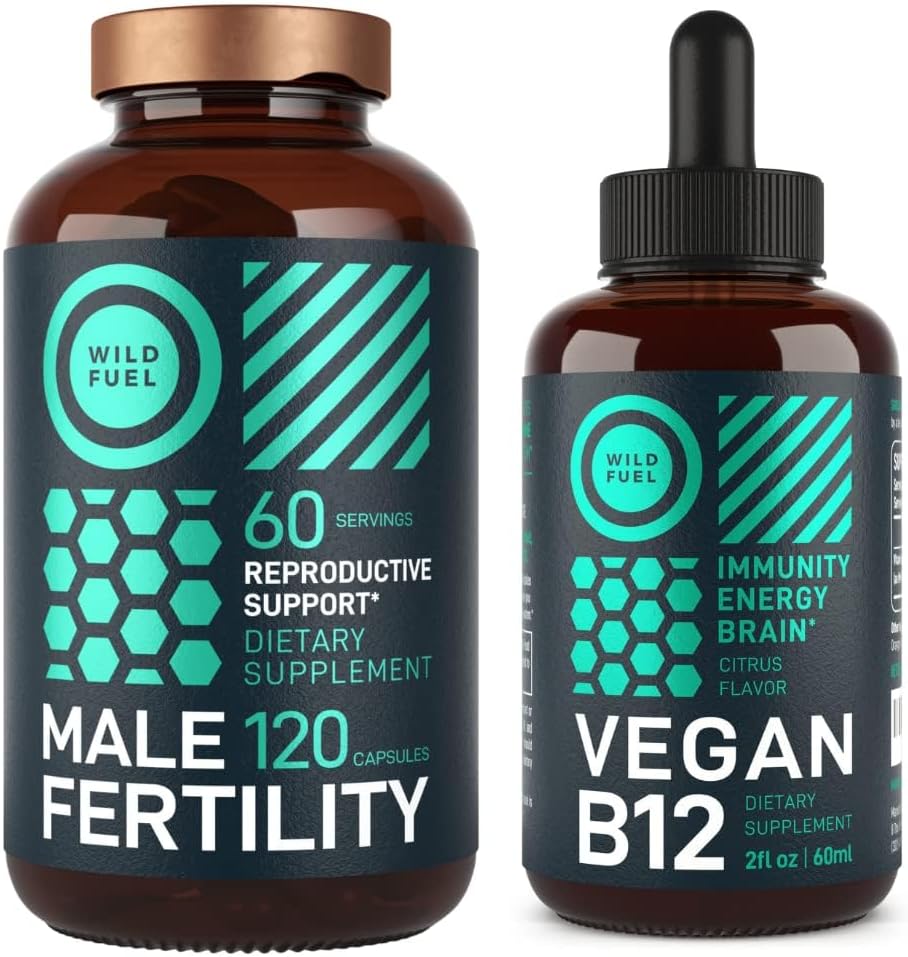 WILD FUEL Mand Fertilitet Supplement og flydende B12 Herre Sundhed og energi Bundle