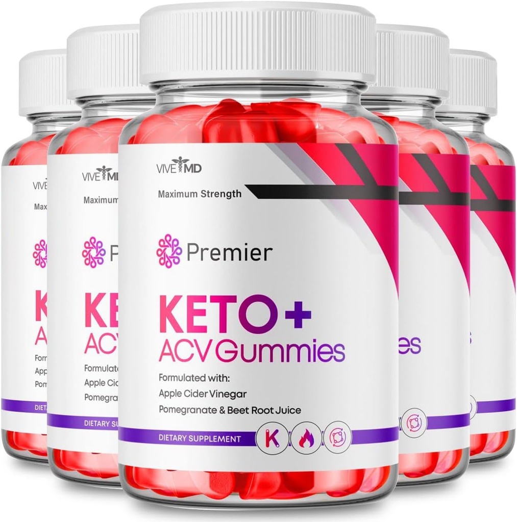 Premier Keto ACV Gummies - Official Formula, Premier Keto Gummies Blast Plus for Maximum Strength with Apple Cider Vinegar 1000MG, ACV Keto Premier Supplement Vitamin B12 Folate Beet Root (5 Pack)