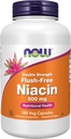 Now Foods Supplements, Niacin (Vitamin B-3) 500 mg, Flush- Free, Double Strength, Nutritional Health, 180 Veg Kapsler