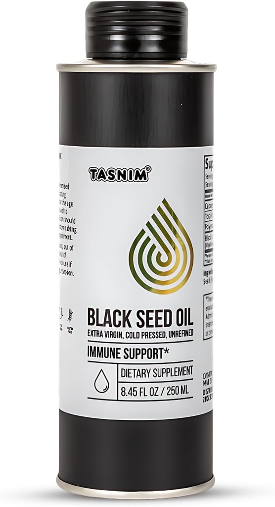 100% etiopisk BlackSeed Oil 8.45 Oz - Cold Pressed Black Seed Oil for immun Support, High Potency 5,7% - 21% Thymoquinone Skin, Hår & Overll Health - Uraffineret Black Cumin Seed Oil - Gluten Free