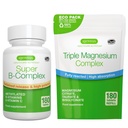 Super B- Complex 180 tabletter + Triple Magnesium Complex 180 tabletter Vegan Bundle, Metyleret Sustained Release B Complex + High Absorption Chelated Magnesium Glycinate, Taurate & Citrate, af Igennus