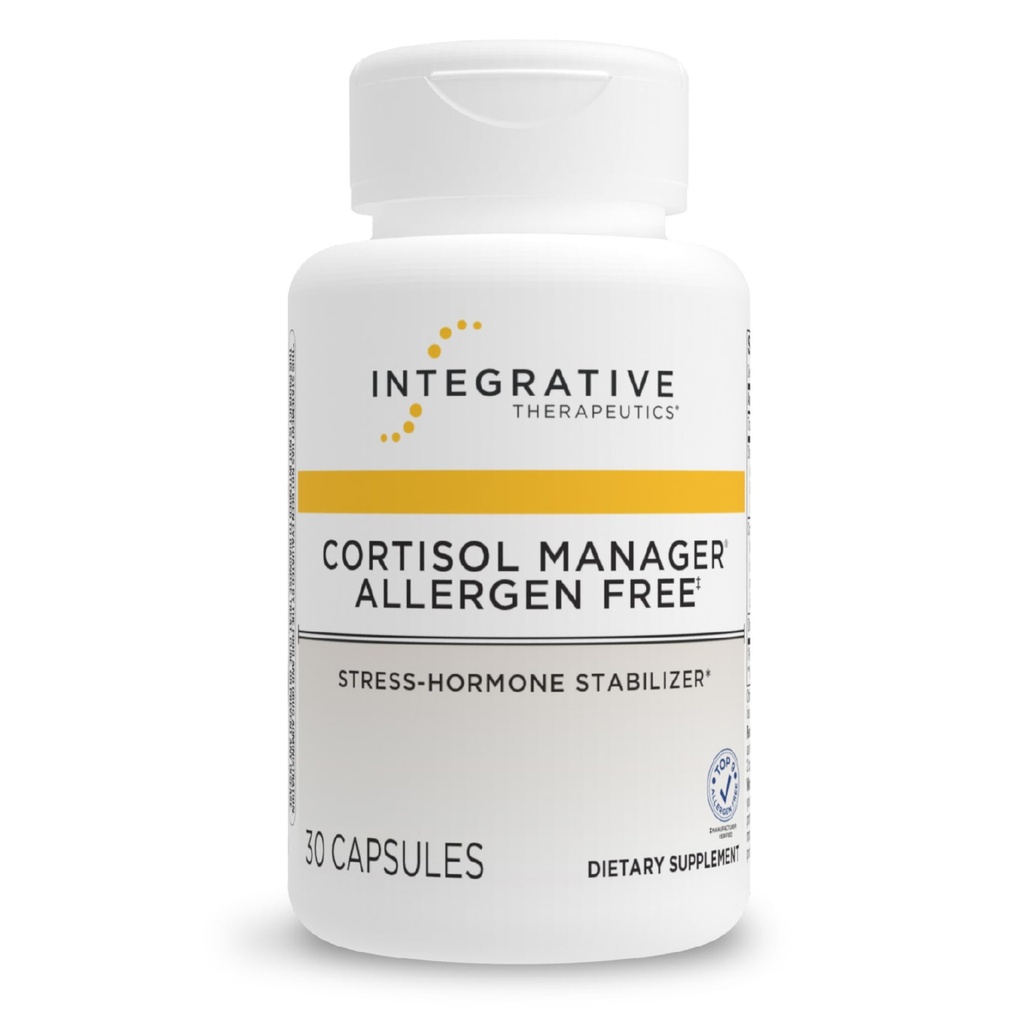 Integrative Therapeutics Cortisol Manager Allergen Free - Adrenal Health Support for Sund Stress Response * - Vegan, non-Dairy & Gluten- Free - 30 kapsler (15 Servere)