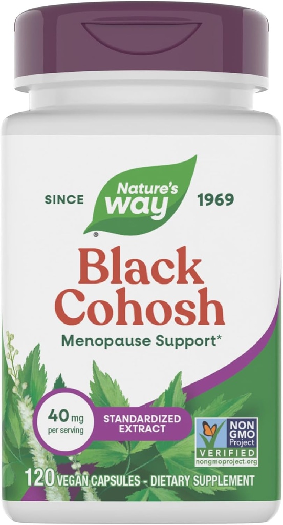 Nature 's Way Premium Black Cohosh, Menopause Støtte til kvinder *, 40 mg per portion, 120 Veganske kapsler