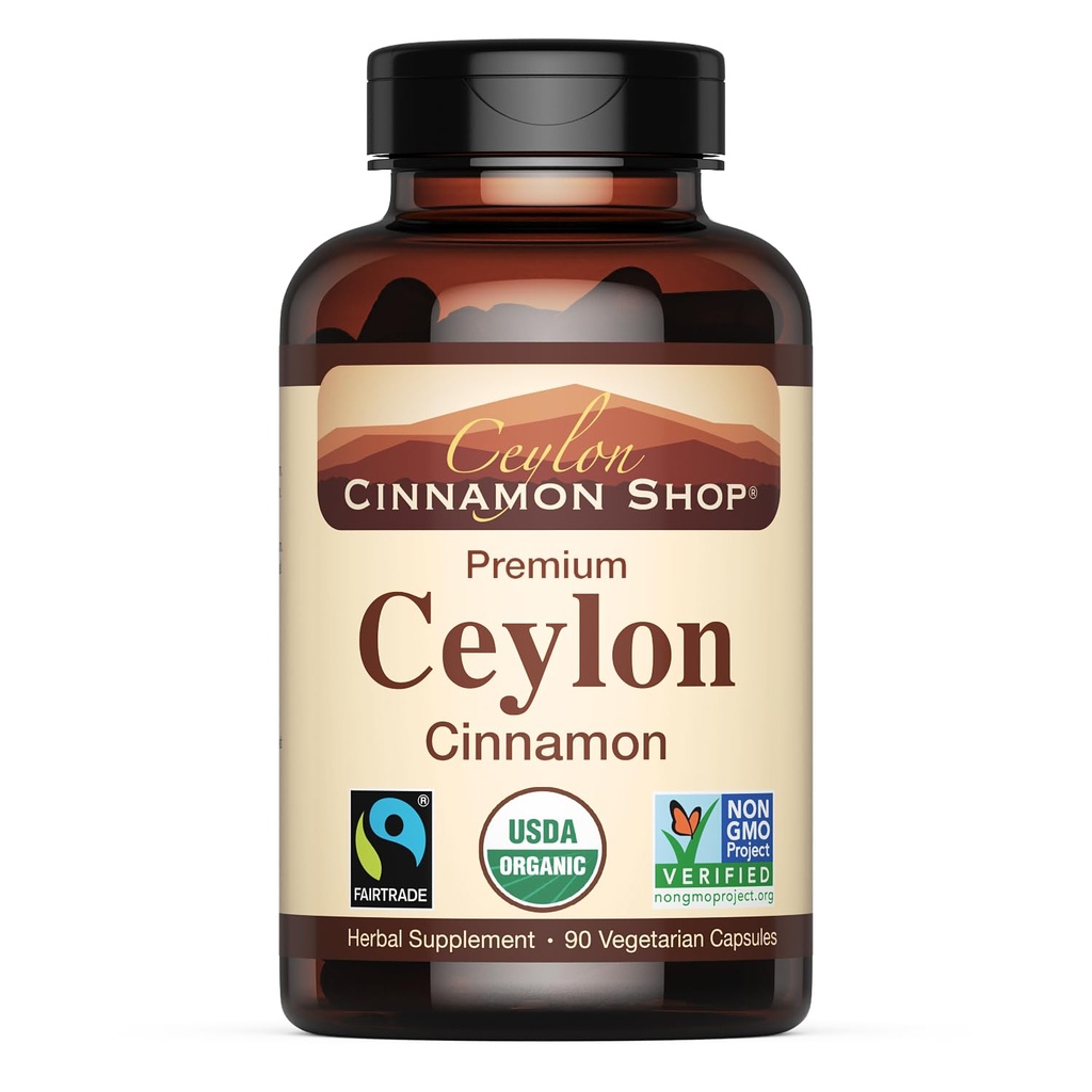 Ceylon Cinnamon Shop Organic Ceylon Cinnamon (100% certificeret) Supplement, 90 Kapsler