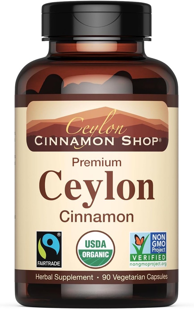Ceylon Cinnamon Shop Organic Ceylon Cinnamon (100% certificeret) Supplement, 90 Kapsler