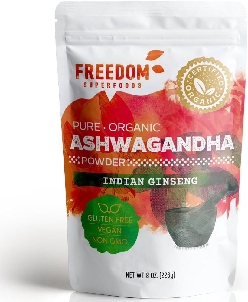 Organic Ashwagandha Root Powder Extract fra Indien - En Potent Adaptogen & Premium Feel Good Veda Vitamin Supplement til hårvækst og højde - Vegan og Gluten Free - 8oz