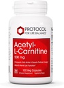 Protocol Acetyl- L- Carnitin 500mg - Energitillæg, nerve, og Brain Support - 100 Veg Caps