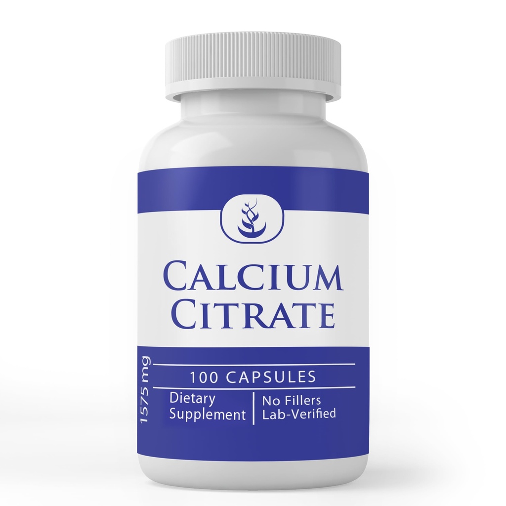 Pure Original Ingredienser Calcium Citrat (100 kapsler), Altid Pure, Ingen tilsætningsstoffer eller Fillers, Lab Verified