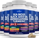 NEW AGE Sea Moss Black Seed Oil Ashwagandha Turmerisk Bladerwrack Burdock - med Manuka, Honning Mælkebøtte, ACV Black Pepper Gluten Free