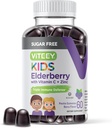 Viteey Sambucus Elderberry Gummies for Kids - Sugar Free - Immun Support Support with Vitamin C & Zink, [3-1 immunbooster] Vegan, Gelatine Free, Gluten Free - Tasty Chewable Berry Flavored