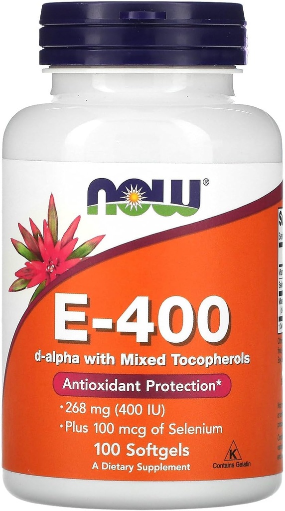 Foods E- 400 D- Alpha med blandede tocopheroler, 268 mg (400 IE), 100 Softgels