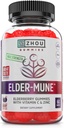 Zhou Elder- Mune Elderberry Gummies - Elderberry C-vitamin og zink, Daglig immunforsvar Supplementet for kvinder & mænd, Chewable Natural Black Elderberry for voksne & børn 4 & Up - 60 Gummies