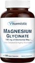 Magnesium Glycinat, Chelated, Højt biotilgængeligt, Fuldt Reageret & Non- Buffered, Let på Maven, 140 mg Elemental Magnesium, for Sleep, Ben, Non GMO, 120 Vegan Caps