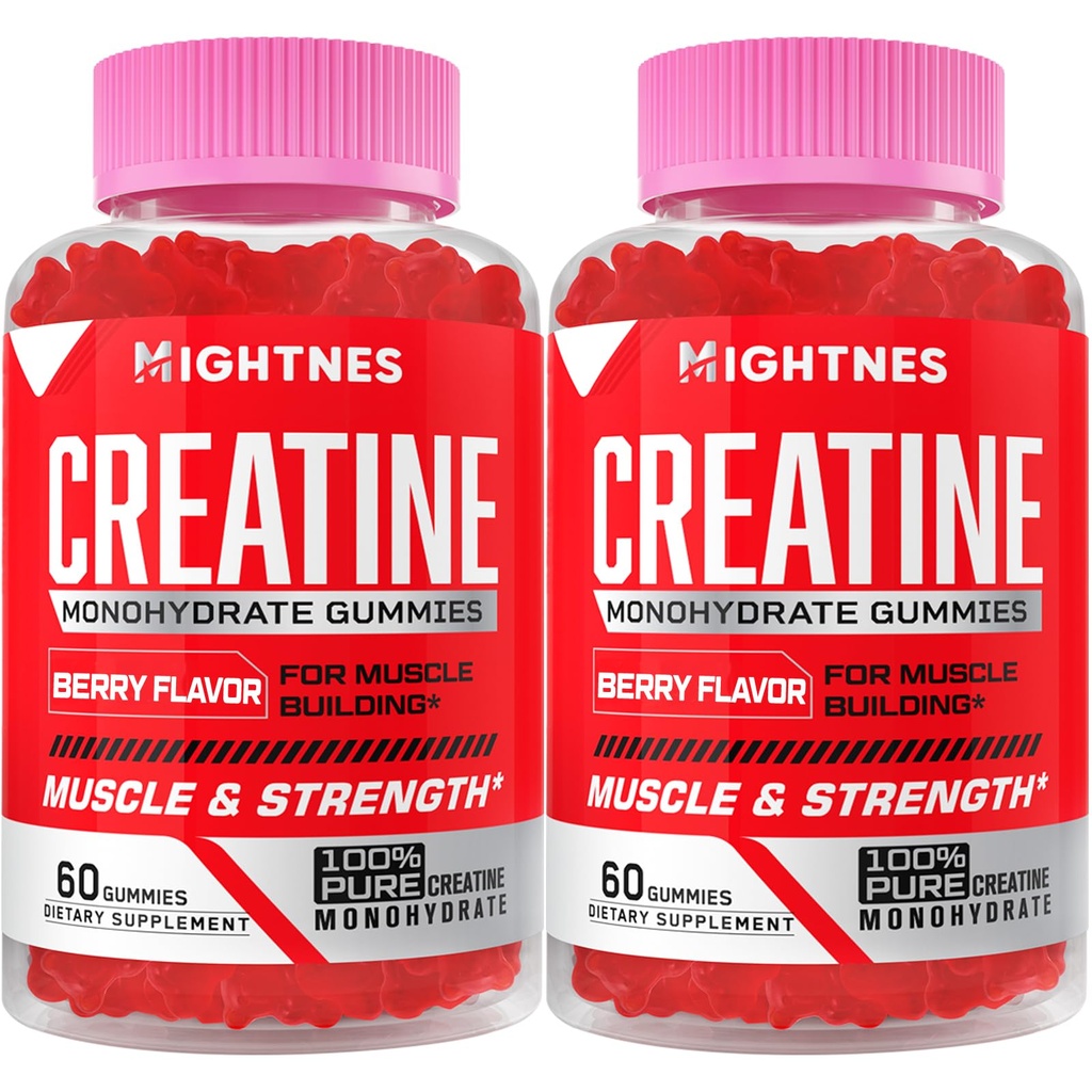 Creatine Monohydrate Gummies for Mænd & Kvinder - Creatine Pre- Workout Gummies med Taurine & Vitamin B6 B12 for maksimal styrke, Muskel, Energi, Endurance & Focus, Økologisk, Vegan - 120 Greve