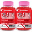 Creatine Monohydrate Gummies for Mænd & Kvinder - Creatine Pre- Workout Gummies med Taurine & Vitamin B6 B12 for maksimal styrke, Muskel, Energi, Endurance & Focus, Økologisk, Vegan - 120 Greve