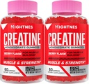 Creatine Monohydrate Gummies for Mænd & Kvinder - Creatine Pre- Workout Gummies med Taurine & Vitamin B6 B12 for maksimal styrke, Muskel, Energi, Endurance & Focus, Økologisk, Vegan - 120 Greve