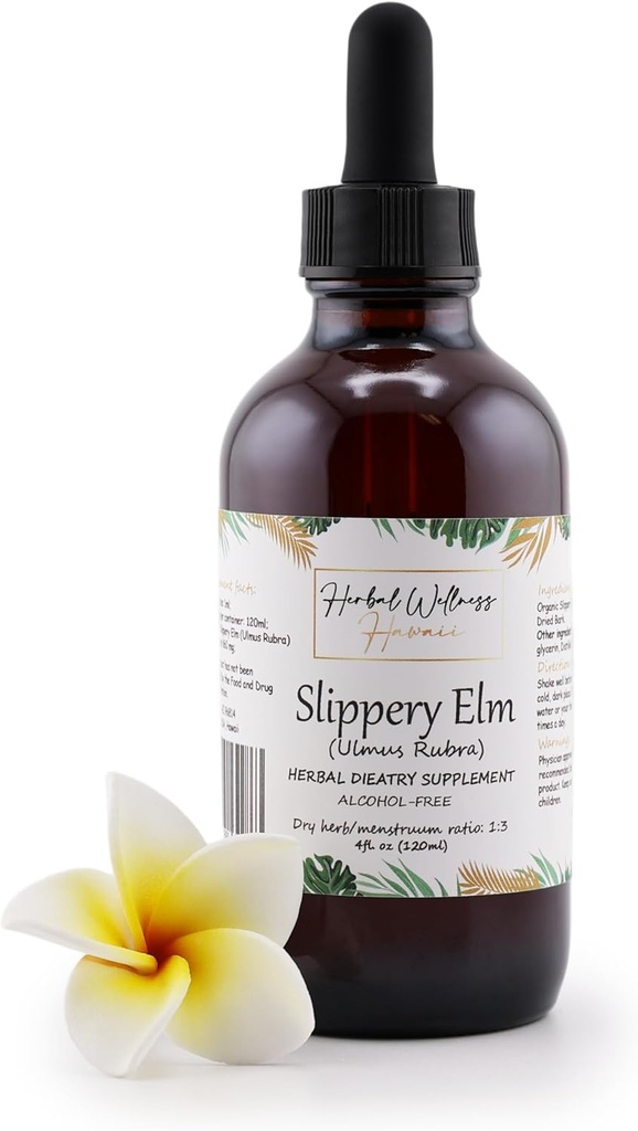 Slippery Elm (Ulmus Rubra) Tørret Bark Alkohol- Free Liquid Extract (4 oz)