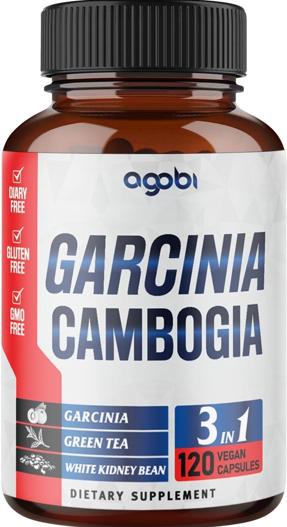 agobi 3in1 Garcinia Cambogia Uddrag Kapsler - 11200mg Herbal supplement til Body Health & Immunsupport - Blandet med Organic Green Tea & White Nyre Bean - 120 Vegan Kapsler - 2 Måned Supply