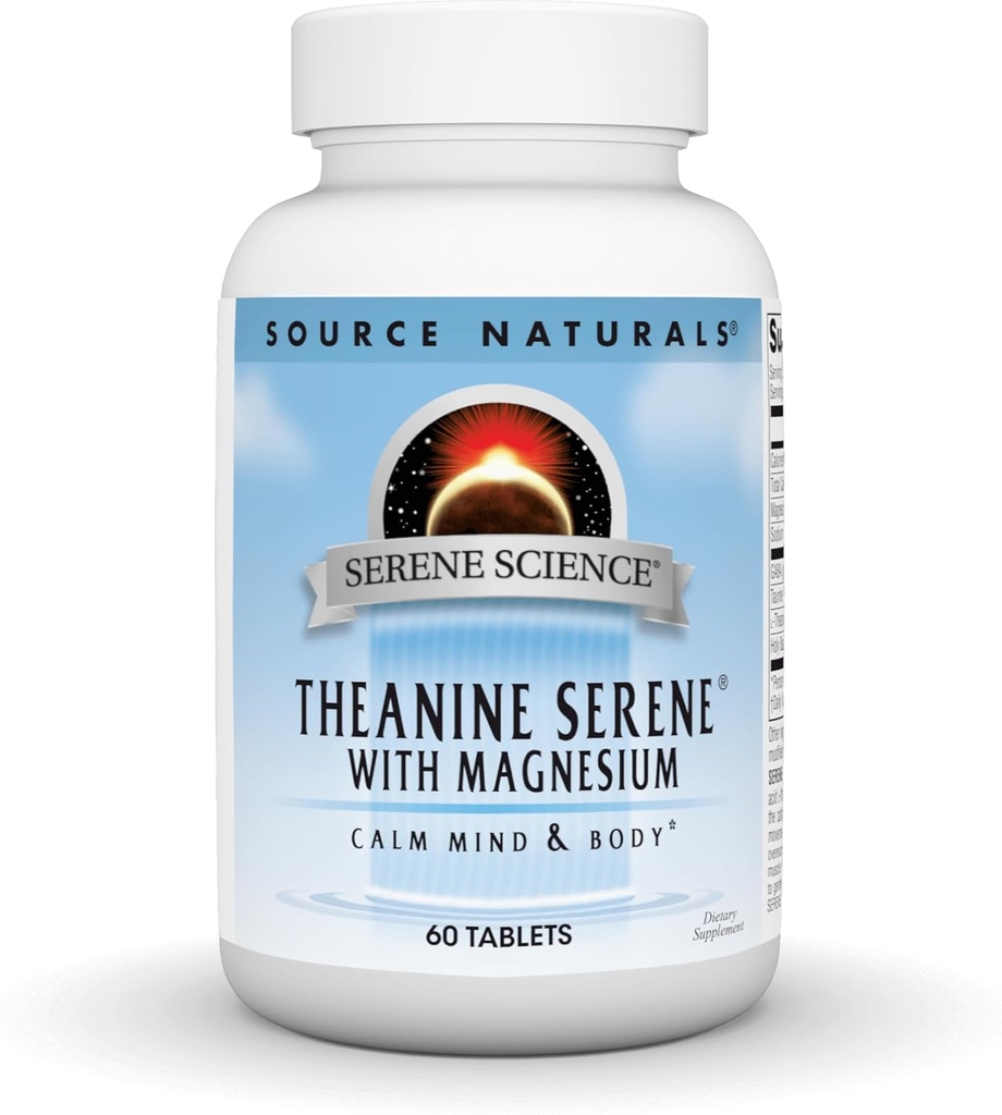 Source Naturals Serene Science L- Theanin med Magnesium og GABA - 60 tabletter